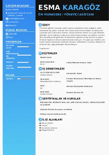 Yönetici Asistanı Cv Örnekleri cv indir